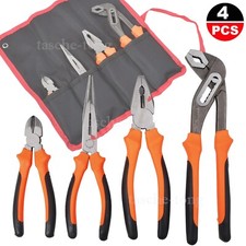 4PC Heavy Duty Pliers Combination Long nose Cutter Soft Grip Snips Tools Plier