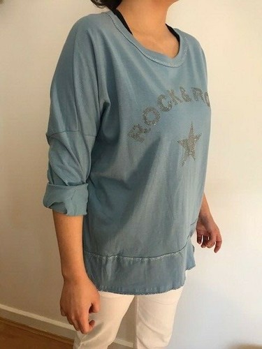 NEW SUGAR BABE COTTON SEQUIN “ROCK & ROLL “ SWEATSHIRT T-SHIRT TOP UK 10 - 14 - Picture 19 of 20