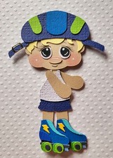 Roller Skating Boy Blonde Hair. Scrapbook, Card Making Paper Piecing