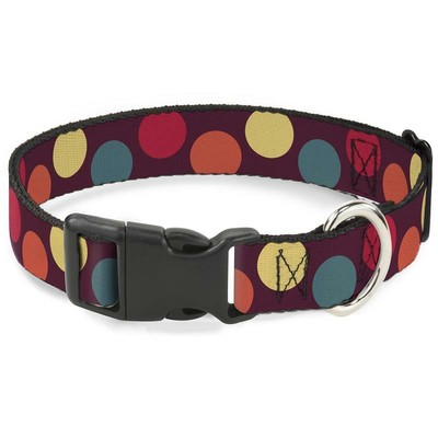Buckle-Down Dog Collar with Plastic Clip, Big Dots Purple Pastel 13-18'' x 1.5''