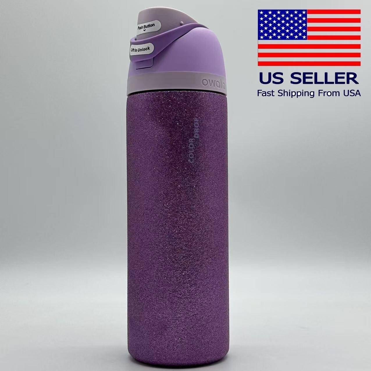 24oz Owala FreeSip Shimmery Purple Water Bottle Sport Mug New