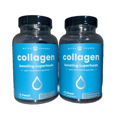 2x NutraChamps Collagen Boosting Gummies 60 Plant Based Peach BB 06/2027