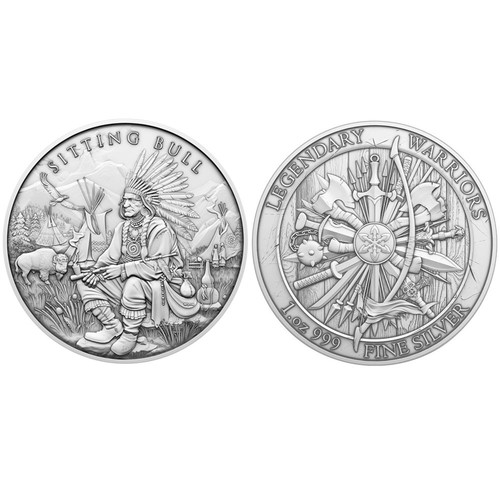 Ronda de plata fina .999 diseño toro sentado de 1 oz - Imagen 3 de 3