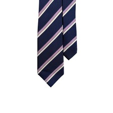 Banana Republic Mens Silk Tie Navy Blue Purple White Stripe
