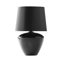 Tischleuchte Glas Stoff 62 Cm Hoch Schwarz E27 Nachttisch Wohnzimmer Lampe