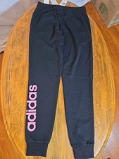 NWT Adidas Women's Slim Fit Tapered Leg Pants, Black/Pink S