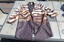 Chico's Travelers Women's Size 3 US Size 16/18 Tiger Print Open Front Jacket