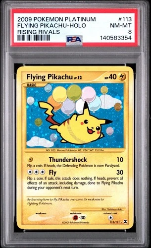 2009 Pokemon Platinum Rising Rivals 113/111 Flying Pikachu Holo PSA 8 NM Rare