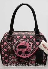 Ed Hardy Pink Skull Rhinestone Crossbody Satchel Bag Y2K Goth Punk Biker NWT