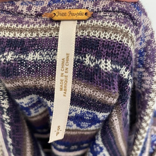Free People Fair Isle Knit Sweater Dress Wool Blend Mini Sleeveless Blue Gray S - Picture 5 of 6