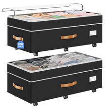 Adjustable Underbed Storage Containers 2Pack 80L Height Adjustable Bed Storage