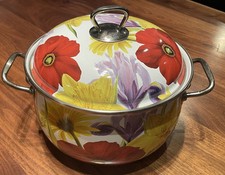 Pioneer Woman 4 Qt FLORAL GARDEN Enameled Stock Pot 9" x 5" w/Lid - Retired