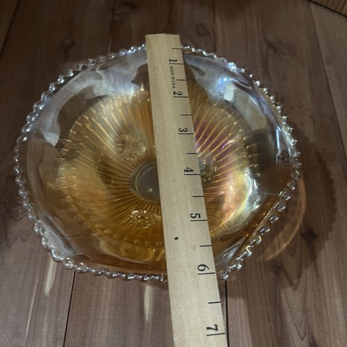 Rose LUSTRE CARNIVAL CANDY NUT DISH MARIGOLD MCM Victorian Depression Glass - Picture 4 of 9