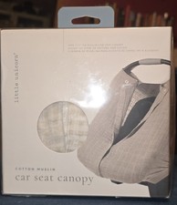 Baby Car Seat Canopy Little Unicorn Tan Gingham Cotton Muslin NEW Breathable