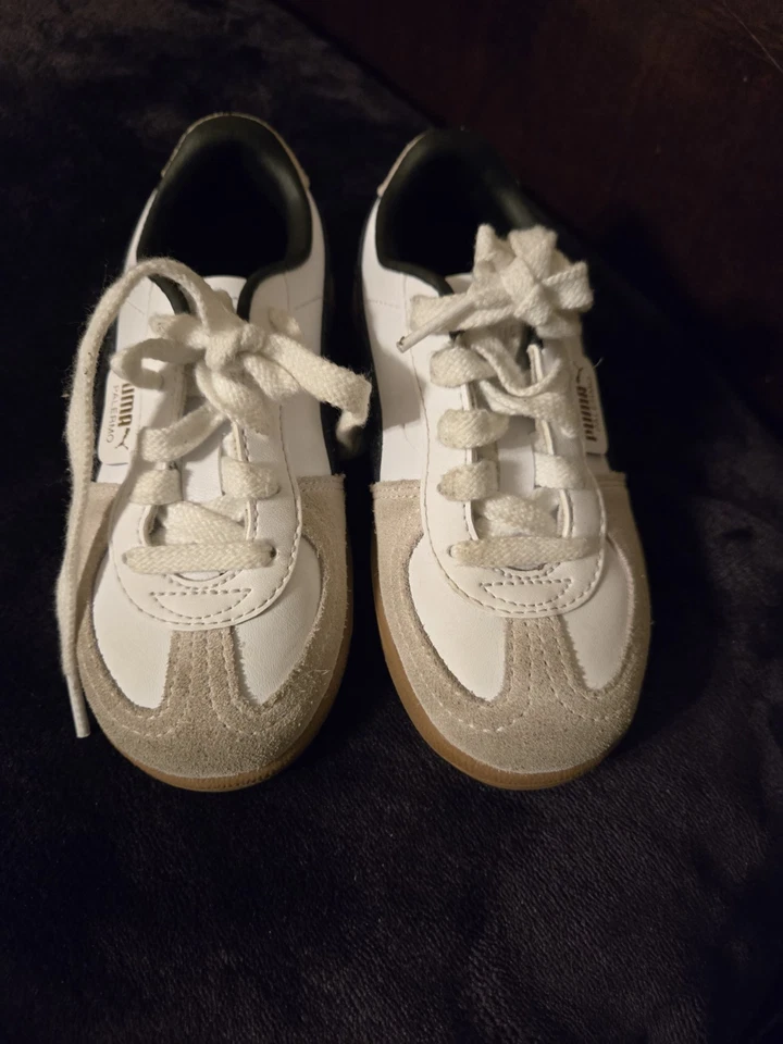 *USADO* Niños Talla 10 Puma Palermo Cuero Jr Puma Blanco/Gris (397275 01) 👍 Foto 2 de 4