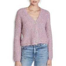 BB Dakota Steve Madden Cardigan Sweater Marled V Neckline Button Down Pink W L