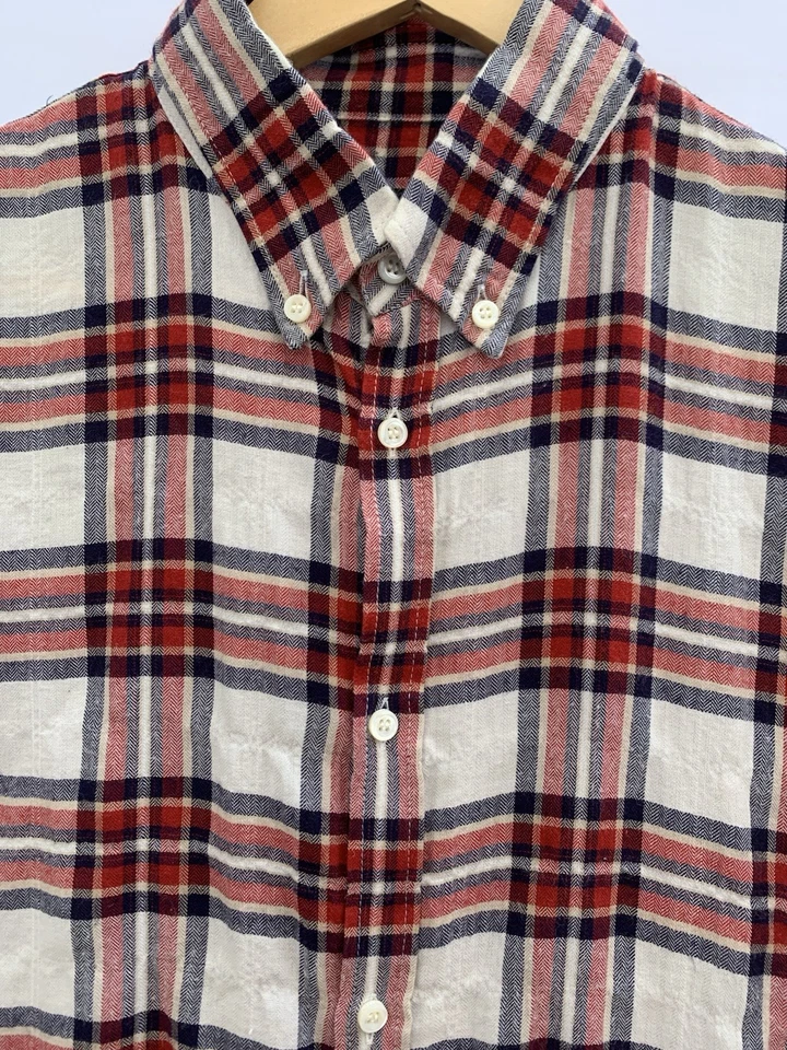 DSQUARED2 Men’s Button Down Plaid Shirt Size 48 M Red Navy White Made in Ital#C9 - Image 2 of 4