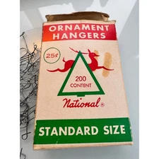 Vintage National Tinsel metal Standard Size Ornament Hooks Hangers Original Box