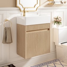 18.5" Floating Bathroom Vanity with Reversible SMC Sink,Wave-textured Soft-Close