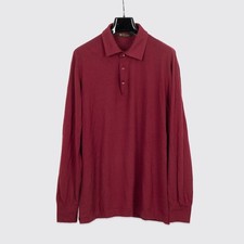 Loro Piana Cashmere Sweater Size EU58 Men Dark Maroon Red L/S Polo Made in Italy