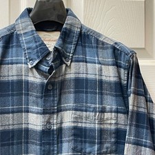 Weatherproof Vintage Men's Sz Medium Blue Plaid Long Sleeve Flannel Shirt Comfy