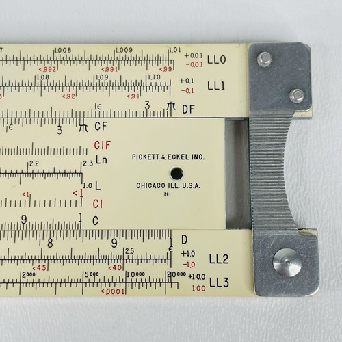Pickett N 3-T All Metal Slide Rule Power Log Exponential Dual Base, Leather Case - Picture 6 of 15