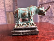 Dolls house miniature 1:12 ARTISAN bronze rhino scupture ornament