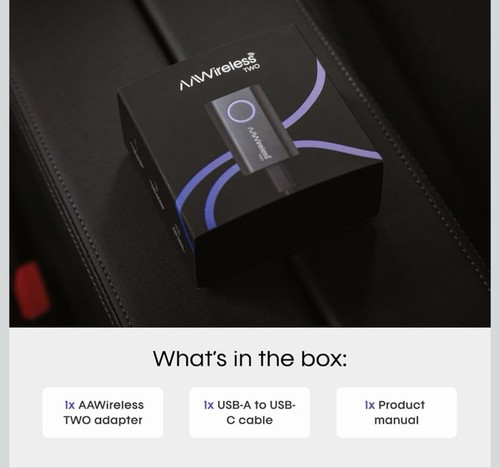 AAWireless Two - Android Auto Wireless Adapter - Convert Factory Wired Black NEW