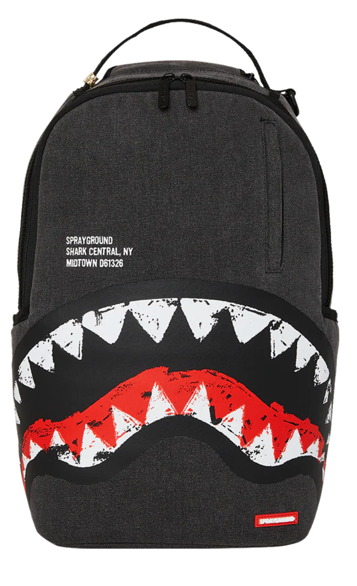 SPRAYGROUND SHARK CENTRAL DENIM VENOM BACKPACK - Faded Denim