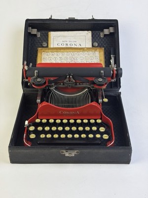 1930 s Corona Special Folding Typewriter - Rare Red Color