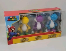 Super Mario "Yoshi Multi Pack" Yellow, Purple, Light-Blue Action Figures NIP