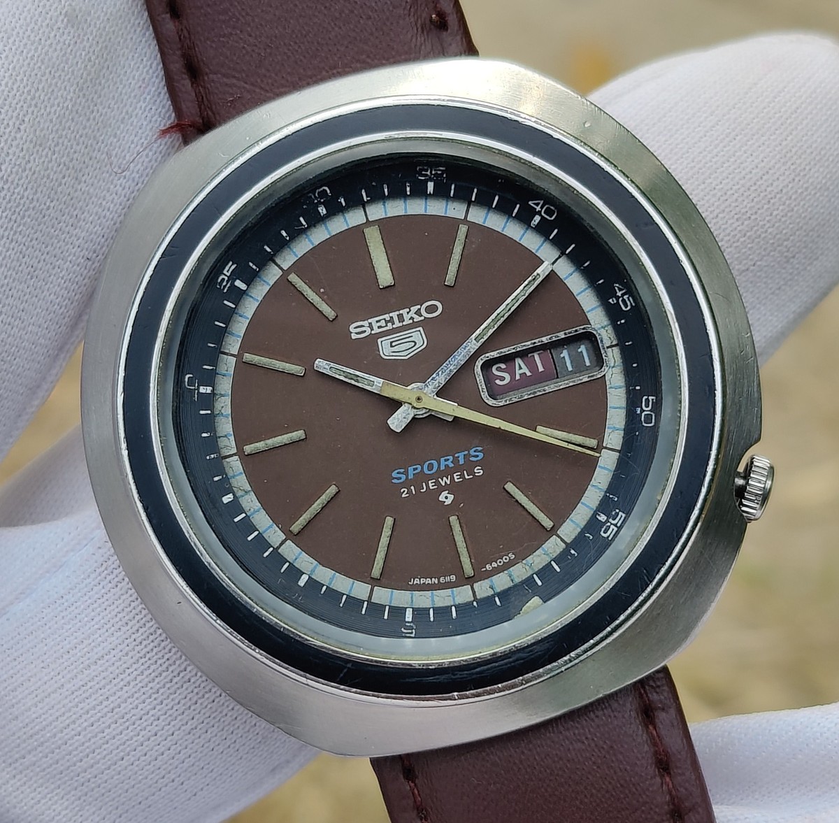 Seiko 5 Sports Automatic 6119-6400 UFO ''Brown Dial'' Vintage
