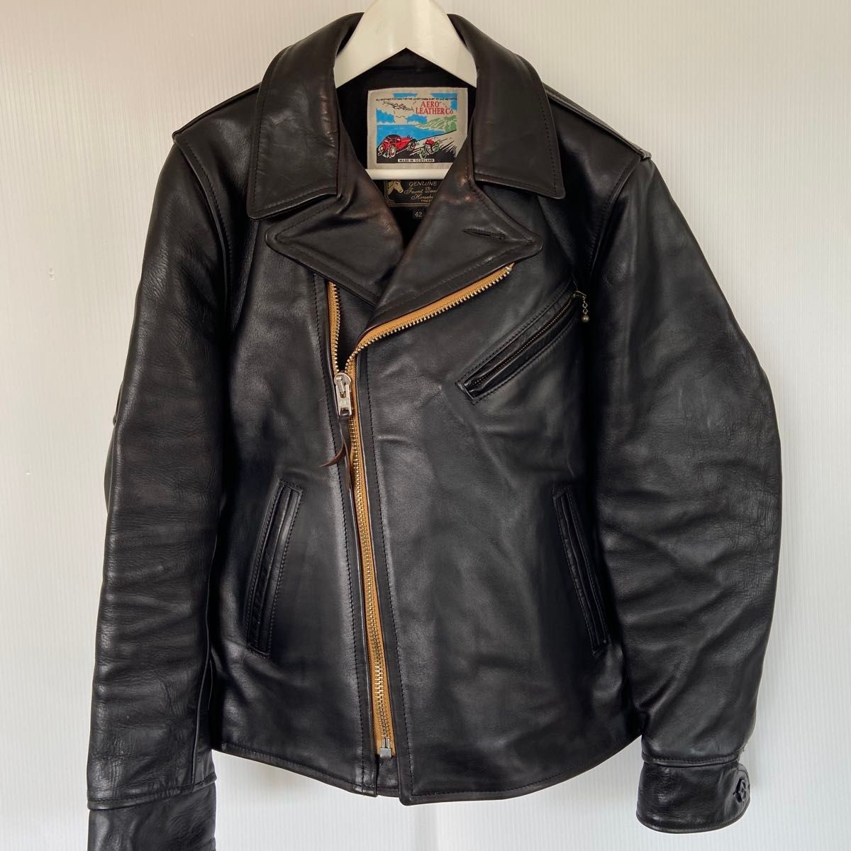 Aero Leather Bootlegger STF Black Horsehide Leather Jacket Size 42