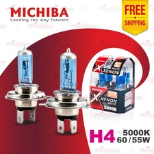 2x H4 12V 472 5000K WHITE MICHIBA Headlight Bulbs Globes Xenon Lamps 55/60W P43t