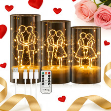 LED Kerzen mit Lichterketten Flammenlose Late...