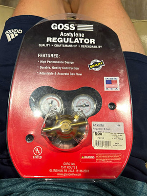 Goss Acetylene Regulator EA-25-BA (74-219) Compatible with Acetylene Gas