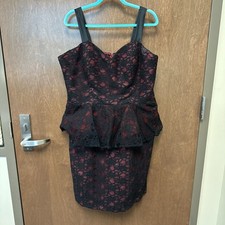 Mori Lee By Madeline Gardner Cocktail Dress Women’s Plus Size 22 Red Black Lace