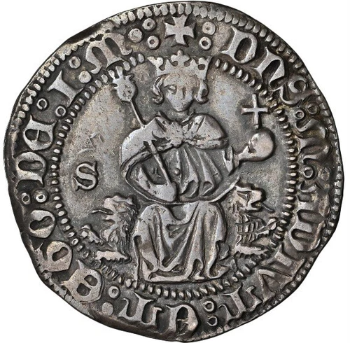 ITALY 1442-1458 AD Alfonso I D’Aragona 1 Carlino 1CAR SILVER Coin RARE, NGC XF45