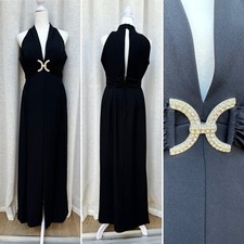 Black Low Cut Sleeveless Halter Evening Gown