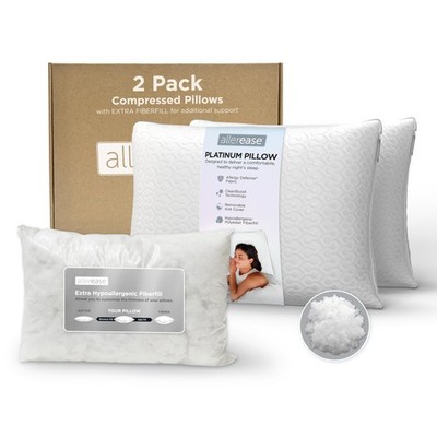 Allerease Platinum 2-In-1 Adjustable Pillow, Cleanboost Allergen Barrier, Extra