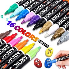 Paint Markers 16 Colors Oil-based Waterproof Never Fade 2mm All Art DIY Craft US