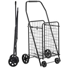 Folding Grocery Utility Cart with Swivel Wheels, 90 LBS Capacity, Heavy Duty