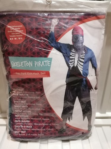 Men's Skeleton Pirate Dress Up Costume Size Extra Large - Picture 1 of 2