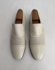 VERSACE Mens Slip On Perforated Leather Loafer- Ivory White- 11.5 US / 44.5 (R60