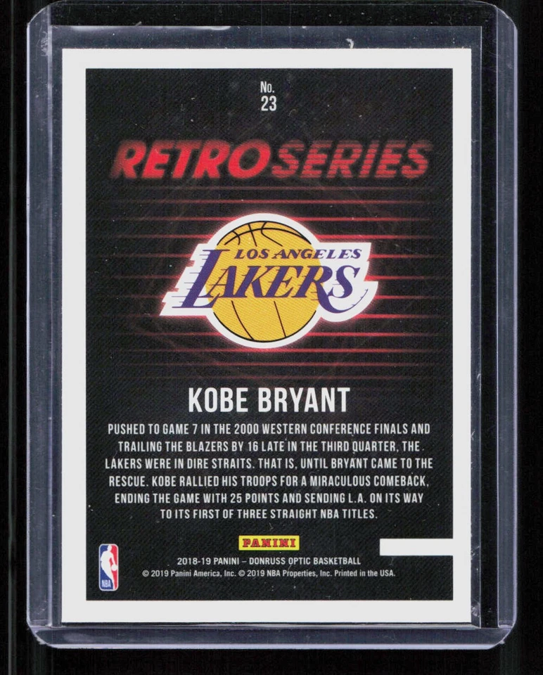 Kobe Bryant 2018-19 Donruss Optic #23 Retro Series - Image 2 of 2