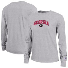 Women's Champion Gray Georgia Bulldogs Arch Over Logo Long Sleeve T-Shirt