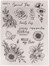 DIY Flowers Clear Stamps and Dies for Card Making Daisy Flower Sentiment Rubber