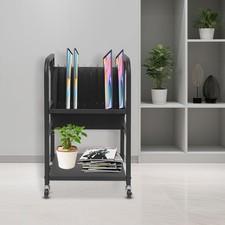 Mobile Laptop Storage Cart 2 Tier with Charging for Classroom Office