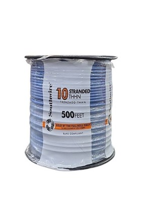 Southwire 500 Ft. 10 AWG Stranded Blue THHN Electrical Wire 22976557 Southwire