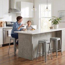 Silver Gloss Bistro 4 Pack 24" Bar Stool Assembled Galvanised Steel Foot Rest